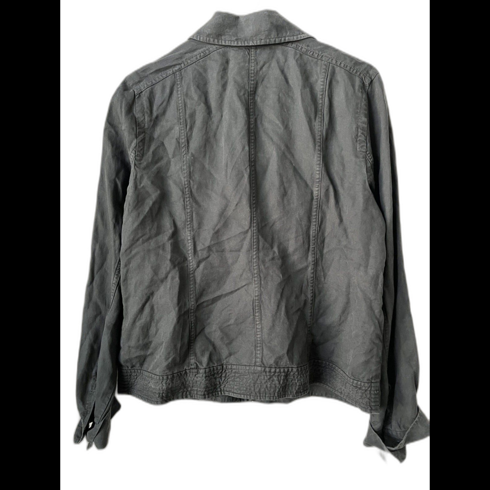 Eileen Fisher Moto Blazer Asymmetrical Jacket Pockets Zip Black Casual Chic Sz L - Picture 6 of 11